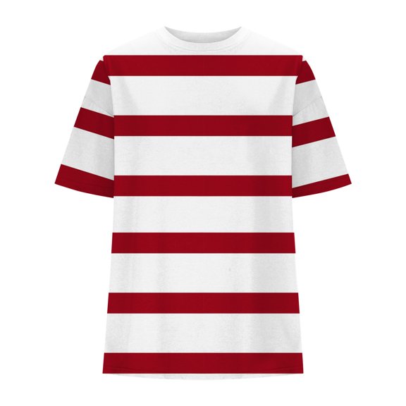Prolriy Tank Tops for Women Lady's Summer Short Sleeve Striped Loose Round Neck T Shirt Womens Tops Summer Tops for Women Trendy Red S