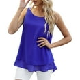 thumbnail image 1 of Prolriy Tank Tops for Women, Women Chiffon Tank Sleeveless Top Double Casual Blouse Tunic Womens Tops Summer Tops for Women Trendy Blue L, 1 of 7