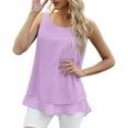 thumbnail image 1 of Prolriy Tank Tops for Women, Women Chiffon Tank Sleeveless Top Double Casual Blouse Tunic Womens Tops Summer Tops for Women Trendy Purple L, 1 of 7