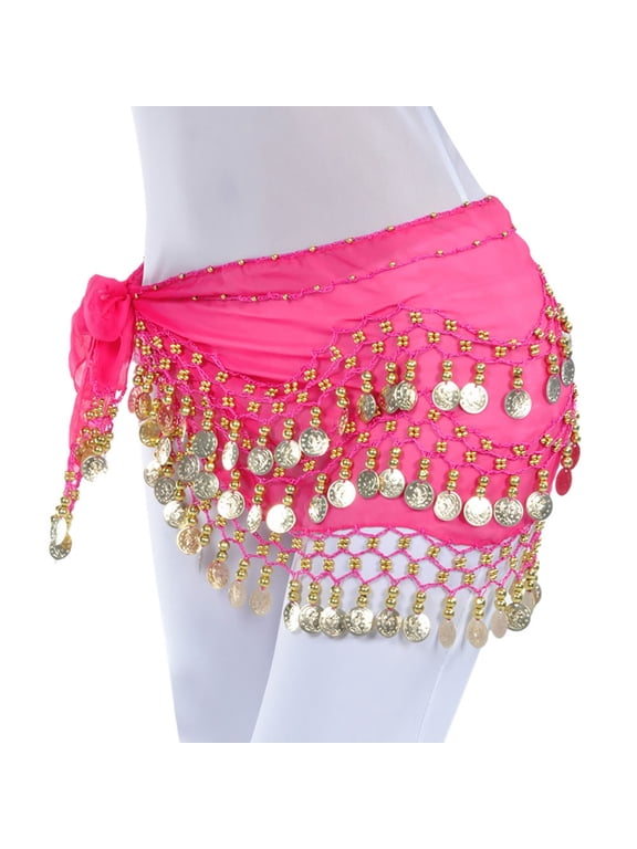 Tassel Sequin Skirts for Women Belly Dance Hip Scarf Wrap Belt Sash Skirt Silver 128 Carnival Party Outfits Hot Pink One Size