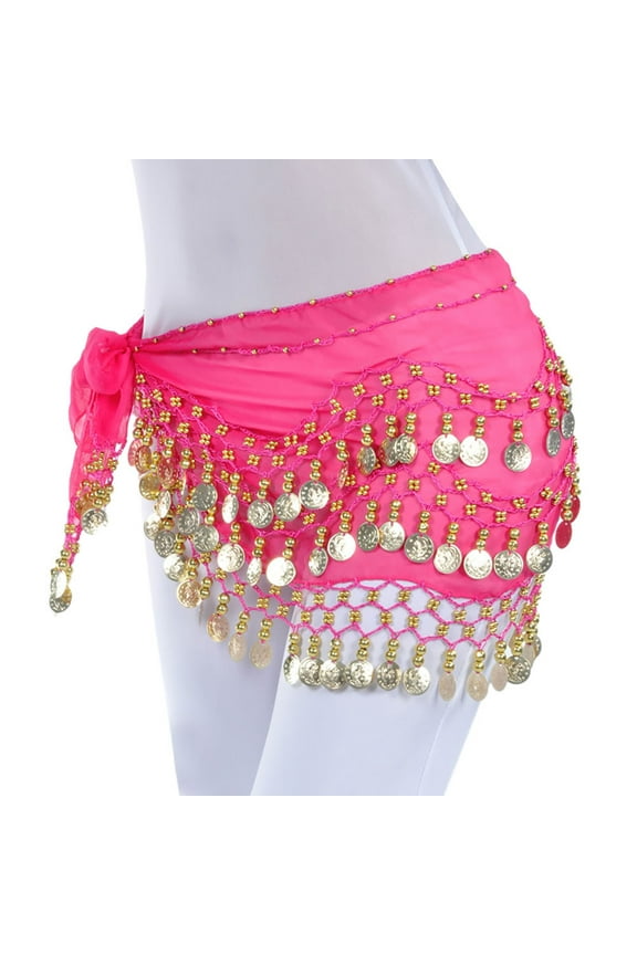 Tassel Sequin Skirts for Women Belly Dance Hip Scarf Wrap Belt Sash Skirt Silver 128 Carnival Party Outfits Hot Pink One Size