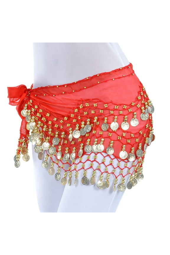 Tassel Sequin Skirts for Women Belly Dance Hip Scarf Wrap Belt Sash Skirt Silver 128 Carnival Party Outfits Red One Size