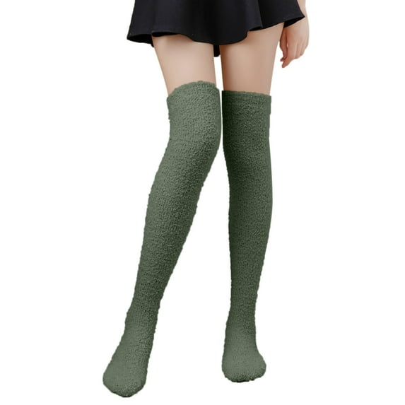 Prolriy Thigh High Socks for Women Thermal for Womens Coral Fleece Stripe Colorful Lightweight Athletic Casual Winter Soft Warm Comfort Long Womens Socks One Size