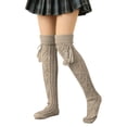 thumbnail image 1 of Prolriy Thigh High Socks for Women Autumn and Winter Solid Color Breathable Knitted Fringe Over The Knee Stockings Womens Socks E, 1 of 5