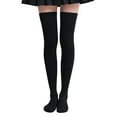 thumbnail image 1 of Prolriy Thigh High Stockings 1 Pair Extra Long Solid Color Thigh High Socks Over The Knee High Boot Stockings Nylon Leg Thigh High Socks for Women Black, 1 of 3