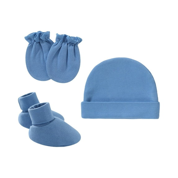 Prolriy Toddler Hat Newborn Hat Gloves Foot Set Three Multi Color Set Baby Hat Sky Blue