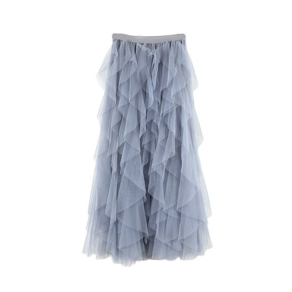 Prolriy Tulle Skirts for Women Casual Womens Comfortable Tulle High Waist Pleated Tutu Skirt Ladies Midi Skirt Women's Skirts Grey One Size