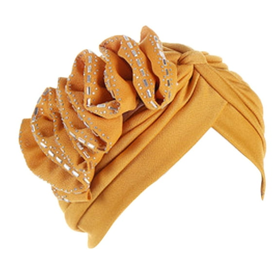 Prolriy Turban Head Wraps for Women, Women Cancer Head Hat Cap Ethnic Floral Hair Cover Wrap Turban Headwear Turban Cap for Ladies Hats for Women D