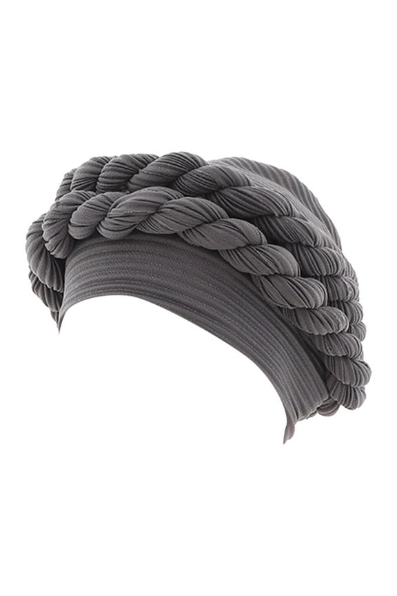 Turbans for Women Fashion Women Beading Braid Hat Muslim Ruffle Cancer Wrap Cap Sleep Caps Satin Lined Hair Bonnets Head Wraps Hats for Women Grey