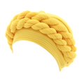 thumbnail image 1 of Prolriy Turbans for Women Fashion Women Beading Braid Hat Muslim Ruffle Cancer Wrap Cap Sleep Caps Satin Lined Hair Bonnets Head Wraps Hats for Women Yellow, 1 of 3