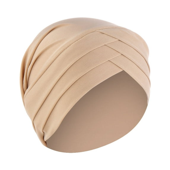 Prolriy Turbans for Women Autumn Winter Warm Solid Muslim Cap Hat Wrap Scarf Cap Head Wraps Hats for Women Beige