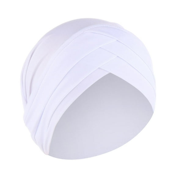 Prolriy Turbans for Women Autumn Winter Warm Solid Muslim Cap Hat Wrap Scarf Cap Head Wraps Hats for Women White