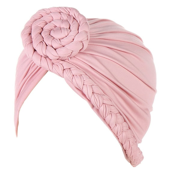 Prolriy Turbans for Women Braid Turban Hats Hat Cap Hair Bonnet Head Scarf Wrap Cover Head Wraps Hats for Women Pink