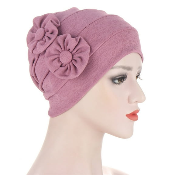 Prolriy Turbans for Women Casual Hat Solid Color Applique Fashion Bandana Hat Pullover Hat Cap Hats for Women Purple