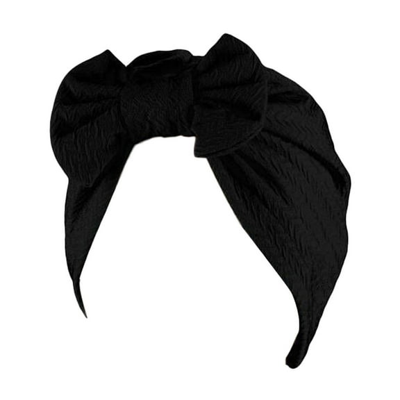 Prolriy Turbans for Women Muslim Turban Hatbow Hair Bonnet Head Scarf Wrap Cover Head Wraps Hats for Women Black