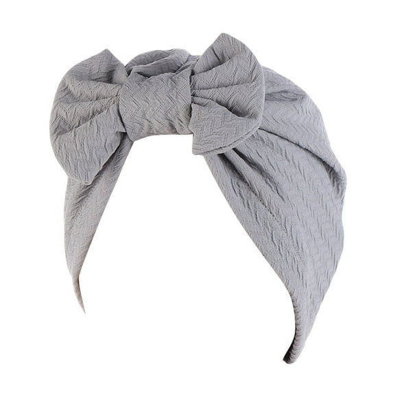 Prolriy Turbans for Women Muslim Turban Hatbow Hair Bonnet Head Scarf Wrap Cover Head Wraps Hats for Women Grey