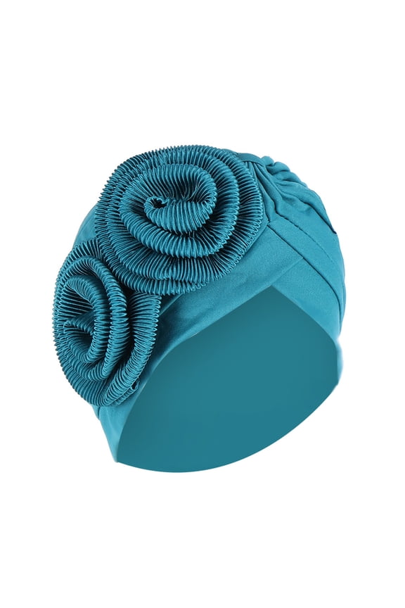Turbans for Women Solid Floral Hat Muslim Ruffle Cancer Hat Wrap Cap Head Wraps Hats for Women Green
