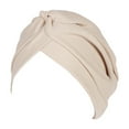 thumbnail image 1 of Prolriy Turbans for Women Solid Hat Muslim Ruffle Cancer Wrap Scarf Cap Head Wraps Hats for Women Beige, 1 of 2