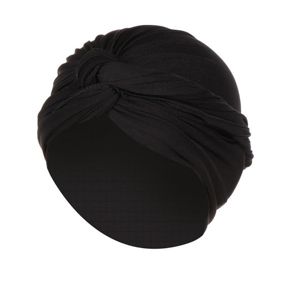 Prolriy Turbans for Women Women Solid Hat Muslim Ruffle Turban Wrap Scarf Cap Head Wraps Hats for Women Black