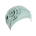 thumbnail image 1 of Prolriy Turbans for Women, Women's Soft Monochrome Side Applique Flower Hijab Hat Muslim Baotou Hat Head Wraps Hats for Women Mint Green, 1 of 5