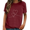 thumbnail image 1 of Prolriy Valentines Day Shirts Women Short Sleeved Spring and Summer Printed Fashion Pattern Classic Loose Crewneck Top T Shirt, Shirts for Women Valentines Day Gifts Womens Tops Wine XXL, 1 of 4