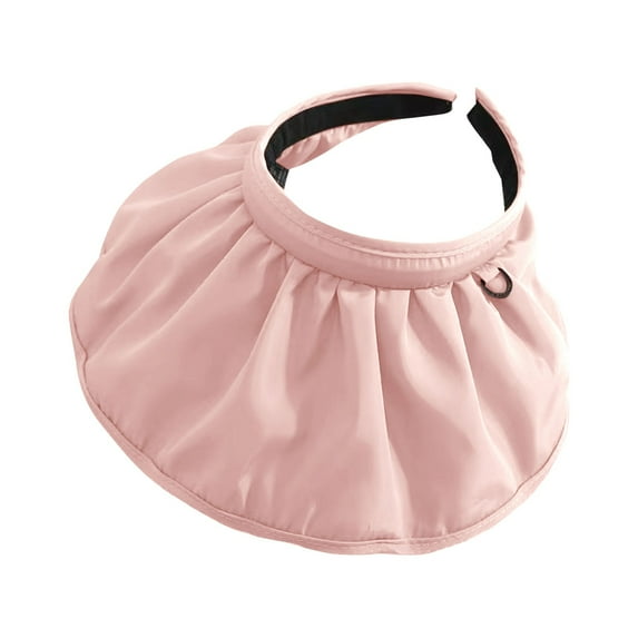 Prolriy Visor Hats for Women Pure Colored Conch Shape Summer Sun Visor Hats Headbands for Women Wide Brim Roll Up Beach Hats Foldable Sun Hats for Women Pink