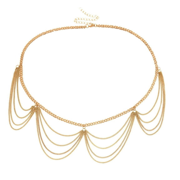 Prolriy Waist Beads Chain Decorative Long Belt Body Waistband Tassel Belt Waist Chain Women's Chain Belt Belts for Women Gold One Size