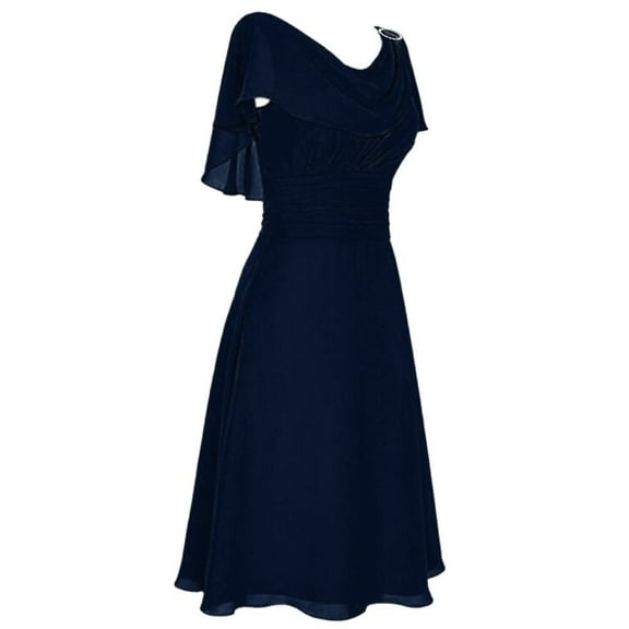 Prolriy Wedding Guest Dresses for Women Formal Wedding Bridesmaid High-Waist Party Prom Gown Cocktail Dress Polyester Coolcasual Women Party Dresses for Women 2024 Formal Dress Dark Blue L