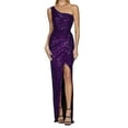 thumbnail image 1 of Prolriy Wedding Guest Dresses for Women Ladies One Shoulder Tie Waist Slit Pleated Sequin Gown Dress Prom Dresses 2024 Womens Dresses Purple XL, 1 of 4