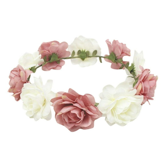 Prolriy Wedding Hair Accessories Crown Bridal Wreath Flower Garland Hair Women Flower Headband Bridal Supplies Hair Accessories for Women Pink One Size
