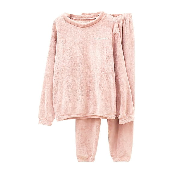 Prolriy Winter Coral Velvet Pajamas for Women Set Women's Warm Fleece Pajamas Set 2025 New Thickened Plus Size Loungewear Lounge Sets Pink XL