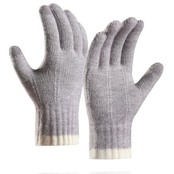 Prolriy Winter Gloves Winter Teenagers Women Keep Warm Touching Screen Knit Gloves Elastic Cuff Soft Full Finger Gloves Mitten Winter Gloves Purple