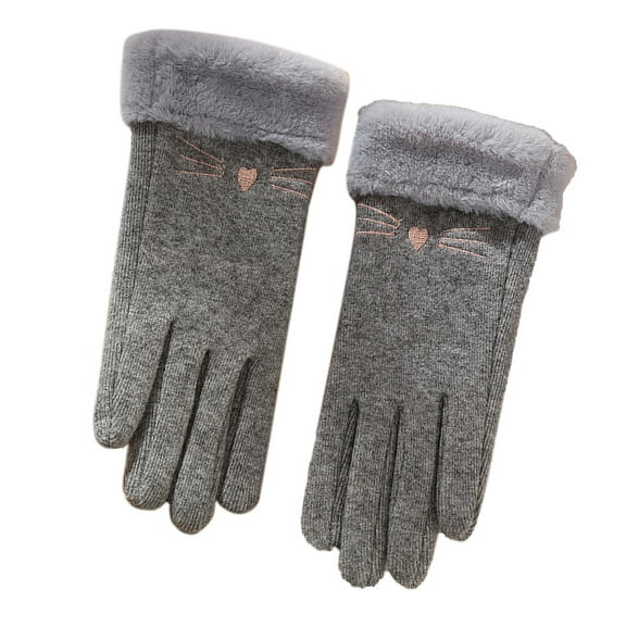 Prolriy Winter Gloves Women Handmade Gloves Winter Hand Gloves Ladies Gloves Warm Knitted Embroidered Warm Knit Gloves Winter Gloves Grey
