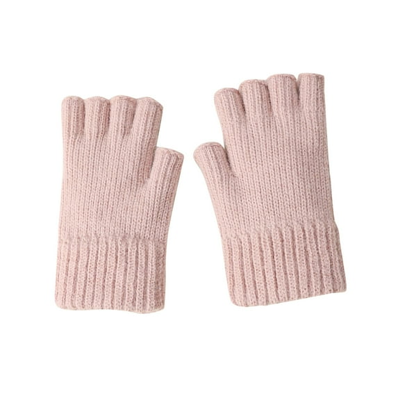 Prolriy Winter Gloves Womens Half Finger Gloves Autumn and Winter Thickened Warm and Cold Knitted Exposed Finger Knitted Gloves Winter Gloves A