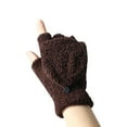 thumbnail image 1 of Prolriy Winter Gloves with Coral Couple's Flipped Cold-Proof Half-Finger Gloves Winter Gloves Coffee, 1 of 2