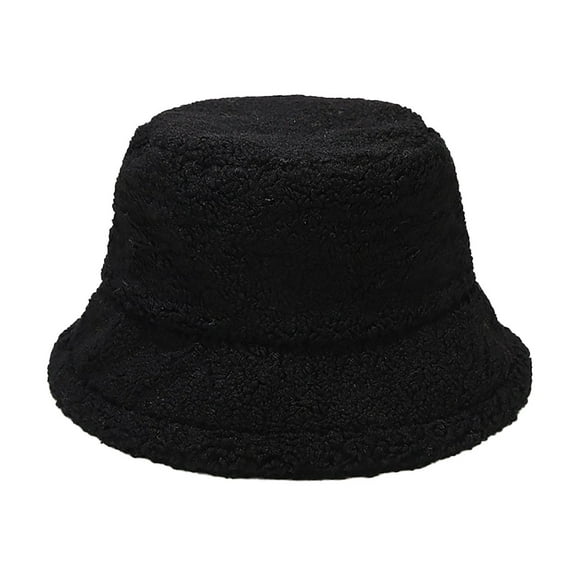 Prolriy Winter Hats for Women Winter Faux Cow Print Bucket Hats Women Outdoor Warm Sun Hat Soft Velvet Fisherman Cap Lady Panama Female Bucket Hat Cloche Hat Black