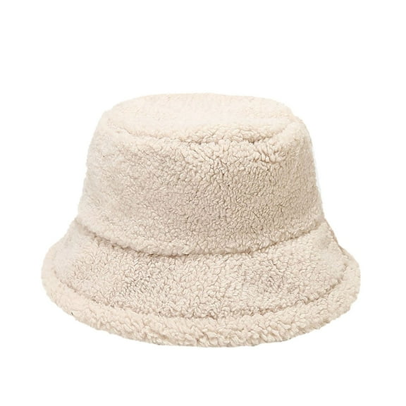 Prolriy Winter Hats for Women Winter Faux Cow Print Bucket Hats Women Outdoor Warm Sun Hat Soft Velvet Fisherman Cap Lady Panama Female Bucket Hat Cloche Hat Beige