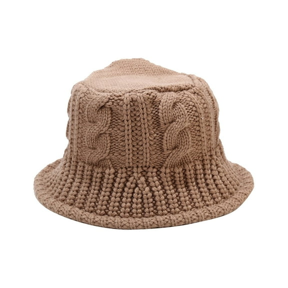 Prolriy Winter Hats for Women, Women's Knitted Bucket Hat Windproof Handwoven Fisherman's Hat Winter Coarse Yarn Basin Hat Bucket Hat Cloche Hat Khaki M