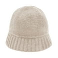 thumbnail image 1 of Prolriy Winter Hats for Women Autumn/Winter Solid Color Warm Ear Big Head Waist Water Bucket Knitted Woolen Hat Bucket Hat Cloche Hat Beige, 1 of 2