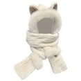 thumbnail image 1 of Prolriy Winter Hats for Women Cute Ears Hat and Scarf Ear Scarf Hat Beanie Hat Scarf Combo Hood Combines A Hat for Women, Womens Hats White, 1 of 3