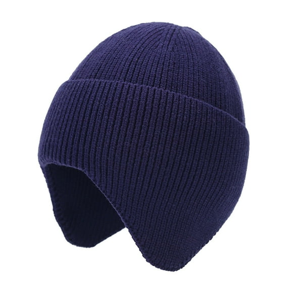 Prolriy Winter Hats for Women Men's and Women's Solid Color Autumn and Winter Outdoor Knitted Hats Core Yarn Dome Hats, Hats for Men Navy M