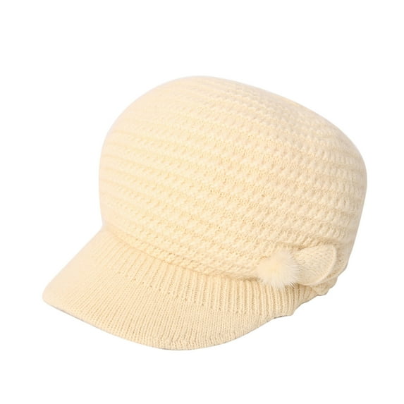 Prolriy Winter Hats for Women Winter Warm Knitted Plain Dyed Colorful Hat Letter Charm Custom Knit Hat for Women, Womens Hats Beige