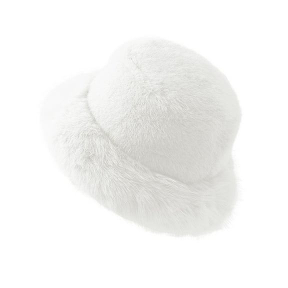 Prolriy Winter Hats for Women, Women's Autumn Winter Plush Thickened Warm Solid Color Plush Hat Fisherman's Hat Womens Hats Bucket Hat White