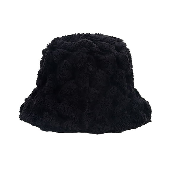 Prolriy Winter Hats for Women, Women's Autumn and Winter Solid Color Warm Plush Fisherman Hat Lei Feng Hat Womens Hats Bucket Hat Black
