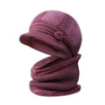 thumbnail image 1 of Prolriy Winter Hats for Women, Women's Knitted Warm Basin Hat Padded Cotton Hat Plush Hat + Scarf Two Set Womens Hats Pink, 1 of 3