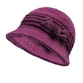 thumbnail image 1 of Prolriy Winter Hats for Women, Women's Woolen Knitted Warm Basin Hat Padded Cotton Hat Womens Hats Purple, 1 of 7
