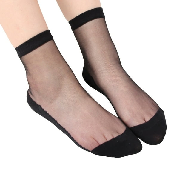 Prolriy Women Socks, Women's Socks Solid Color Basic Stockings Multi Color Selection Glass Stockings Sheer Socks for Women Black