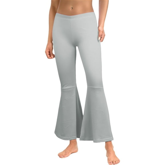 Prolriy Women's Pants, Ladies Solid Color High Waist Slim Fit Casual Flared Pants Trousers Leggings for Women Grey XL