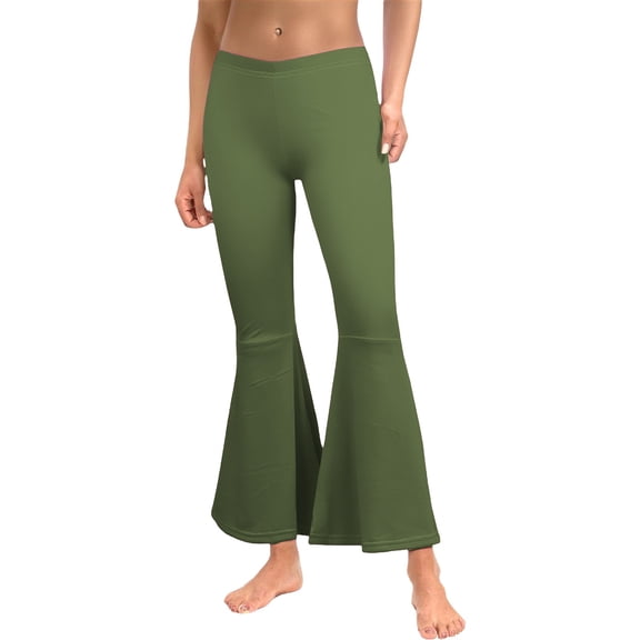 Prolriy Women's Pants, Ladies Solid Color High Waist Slim Fit Casual Flared Pants Trousers Leggings for Women Mint Green XXXL