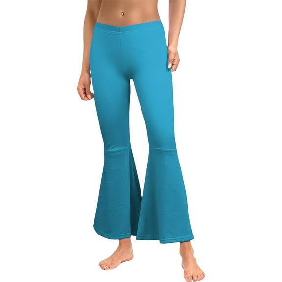 Prolriy Women's Pants, Ladies Solid Color High Waist Slim Fit Casual Flared Pants Trousers Leggings for Women Sky Blue M
